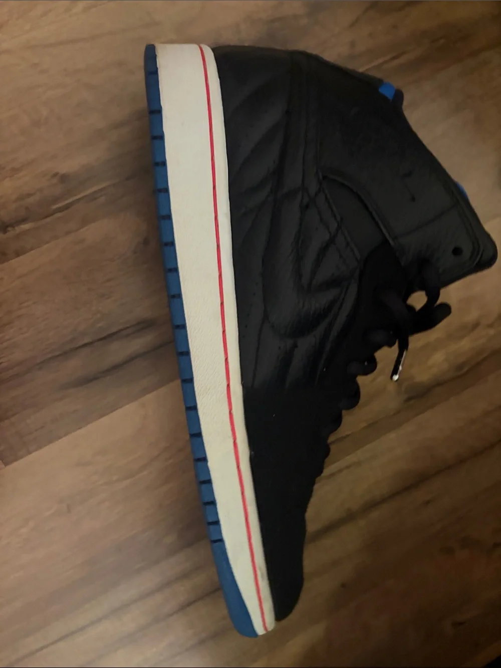 Jordan Black and Blue High-Top Sneakers with White Sole